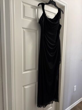 Alex Evenings Black Draped Maxi Gown